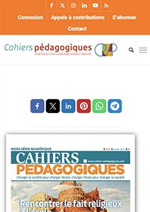 Capture de la page web "Rencontrer le fait religieux à l’école" des cahiers pédagogiques